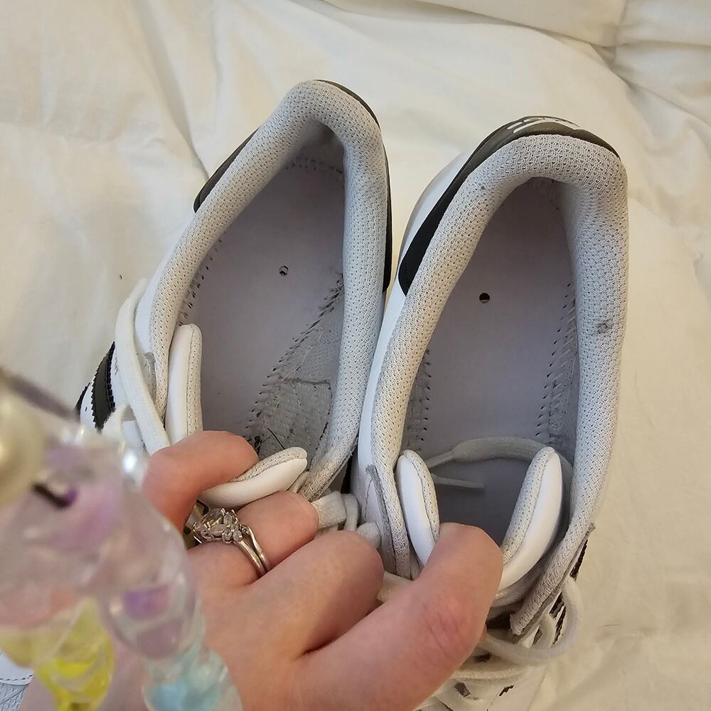 Adidas Superstar White Black Stripe Shell Toe Sneakers Women’s 8 Missing Insoles - Picture 3 of 6